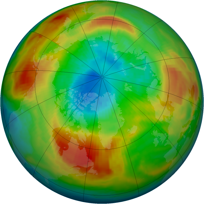 Arctic ozone map for 19 March 1997
